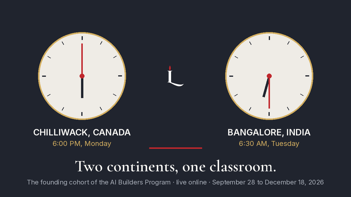 Two clocks showing Chilliwack 6:00 PM and Bangalore 6:30 AM