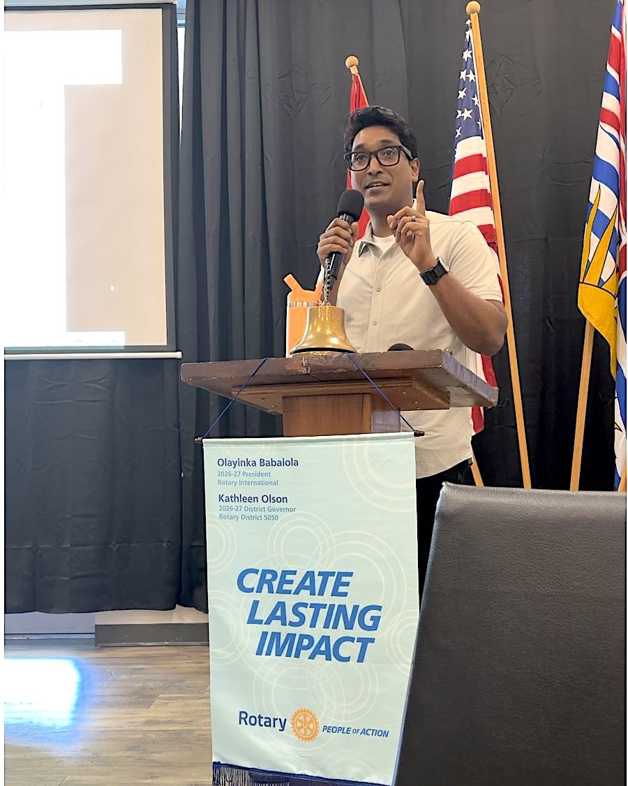 John Manoah speaking at the Rotary Club of Chilliwack Fraser